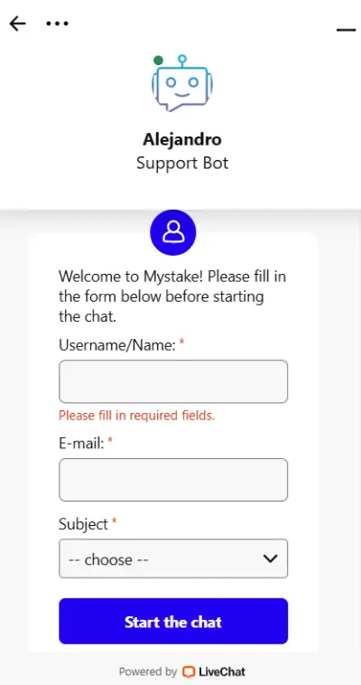 Live Chat photo at Mystake